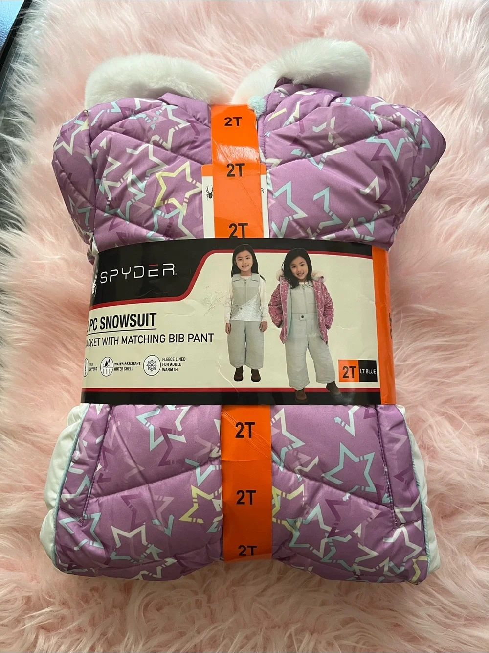 2pcs Spyder Purple Star Snowsuit and LT Blue pants- 2T